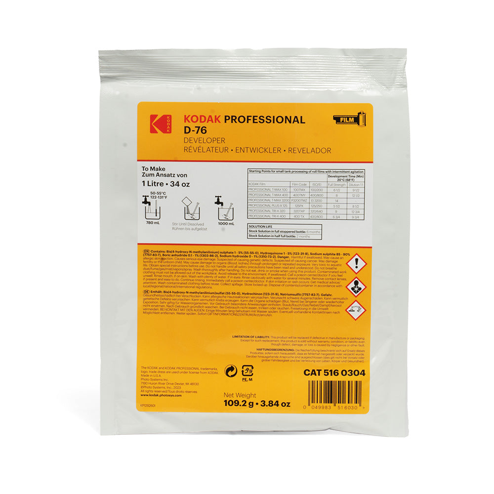 PROFESSIONAL D-76 B&W Film Developer, Powder Concentrate to